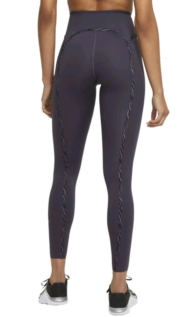 Nike One Luxe Icon Clash Zebra Leggings XS Dark Raisin Training Athleisure Gym